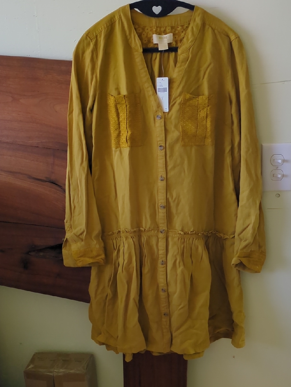 Anthropologie Maeve Mustard Yellow Button-Front Tunic